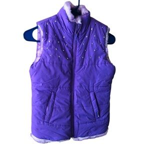 Girls size 7/8 purple the children’s place faux fur lined puffer vest